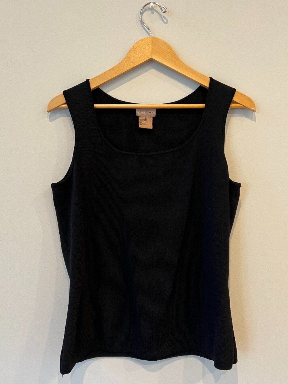 Choices Black Ribbed Dressy Tank Top – Thick Strap – Size L